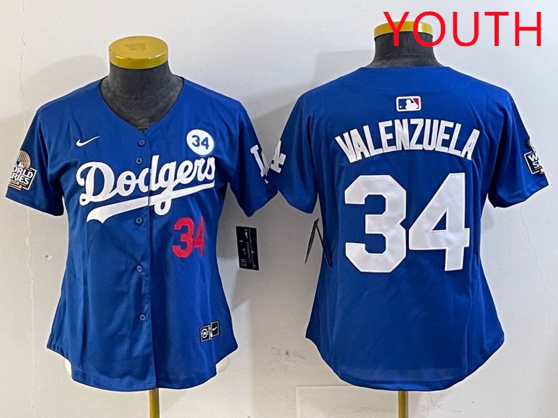 Youth Los Angeles Dodgers #34 Valenzuela Blue Game 2025 Nike MLB Jersey style 1->youth mlb jersey->Youth Jersey